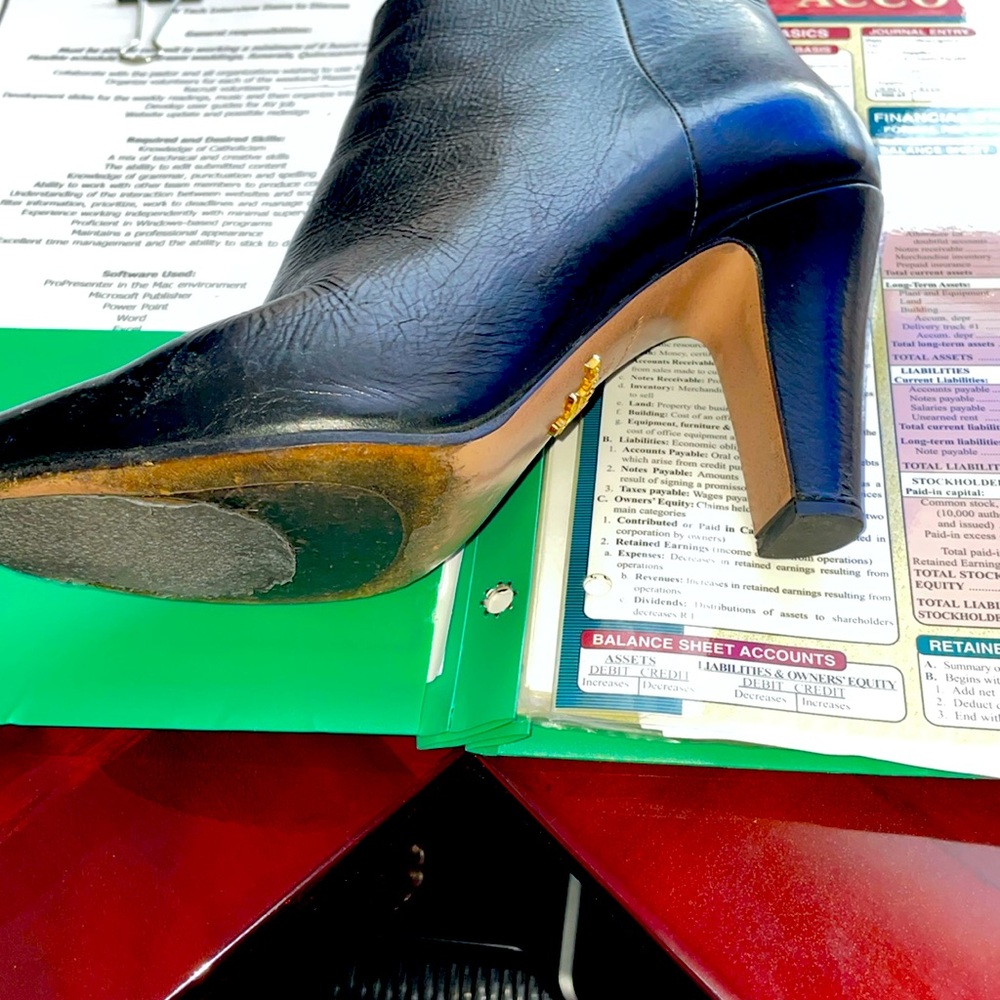 ✌️Out need to work on Design: Prada Leather Black Booties for creative minds?